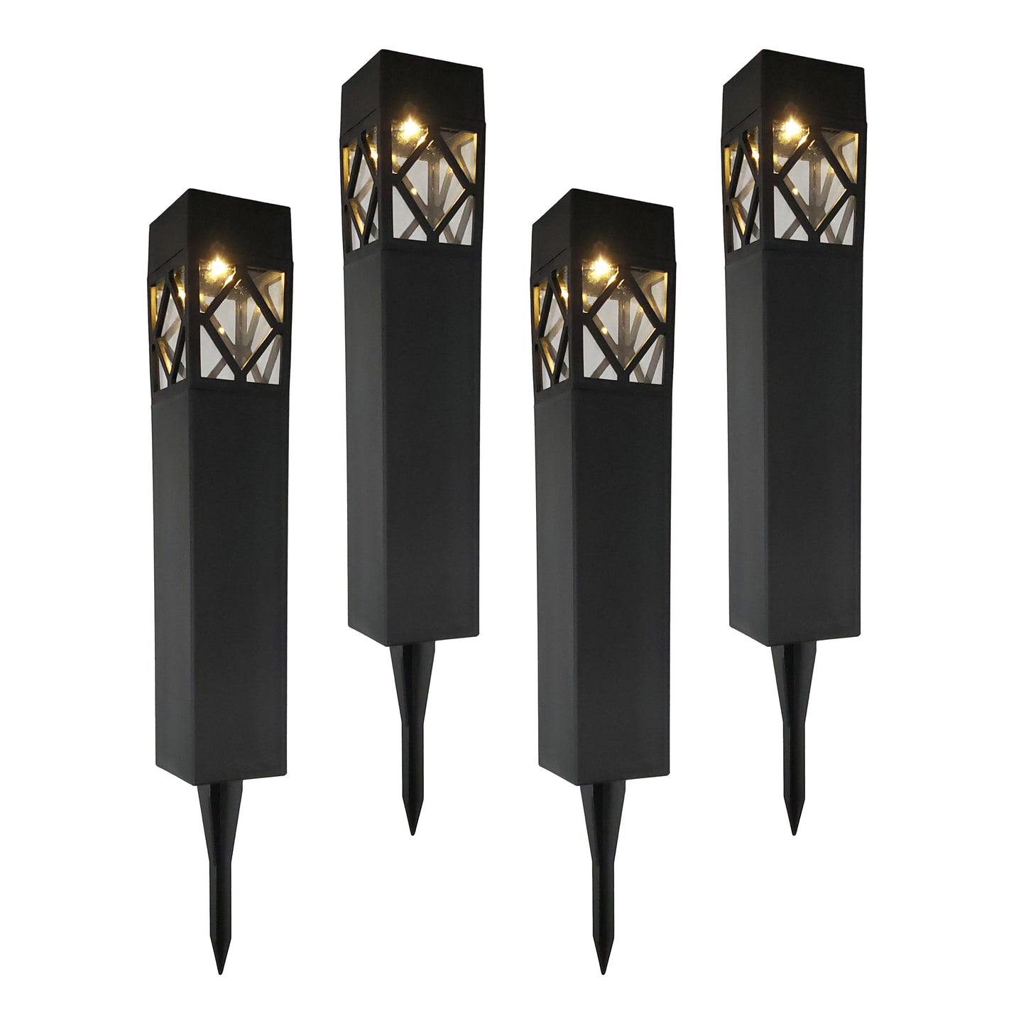 Solar Powered Garden Lights, Black - Set of 4