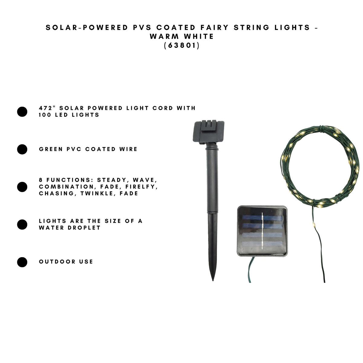 Solar-Powered PVC-Coated Fairy String Lights