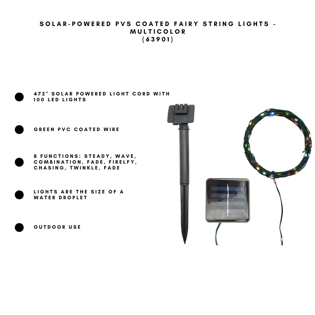 Solar-Powered PVC-Coated Fairy String Lights