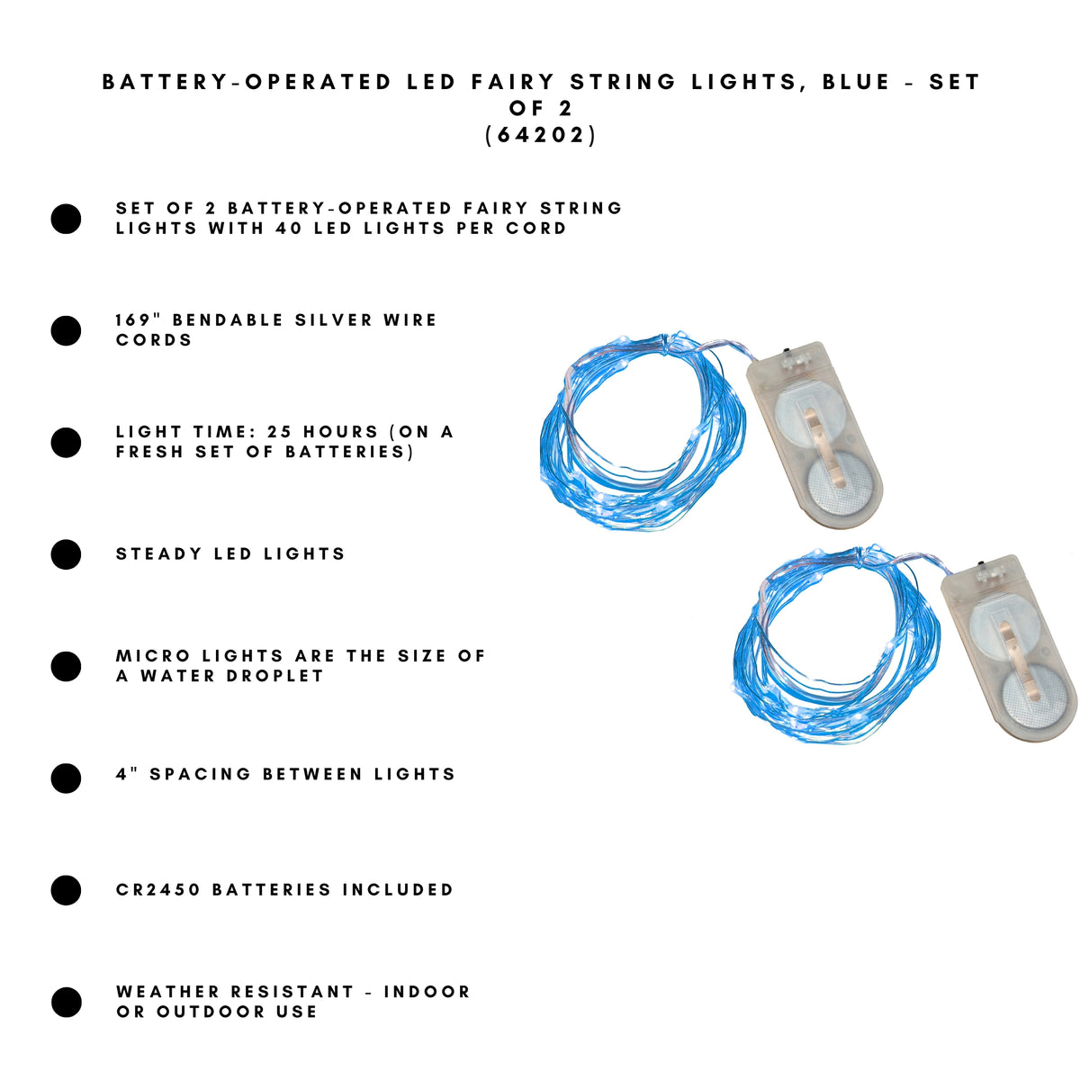 Battery-Operated LED Fairy String Lights - Set of 2