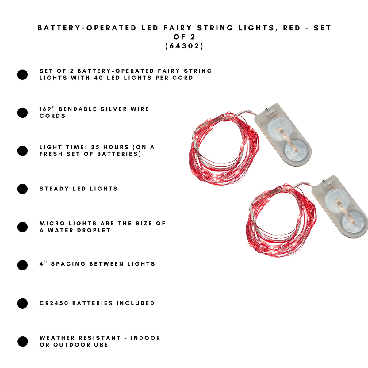 Battery-Operated LED Fairy String Lights - Set of 2