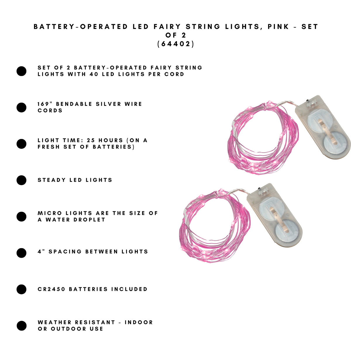 Battery-Operated LED Fairy String Lights - Set of 2