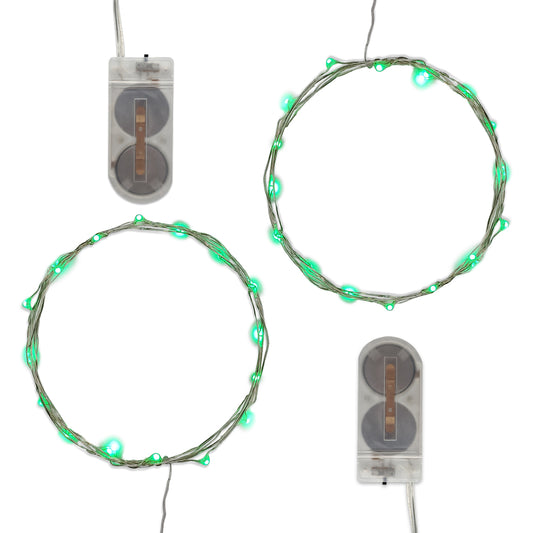 Battery Operated LED Fairy String Lights, Green - Set of 2