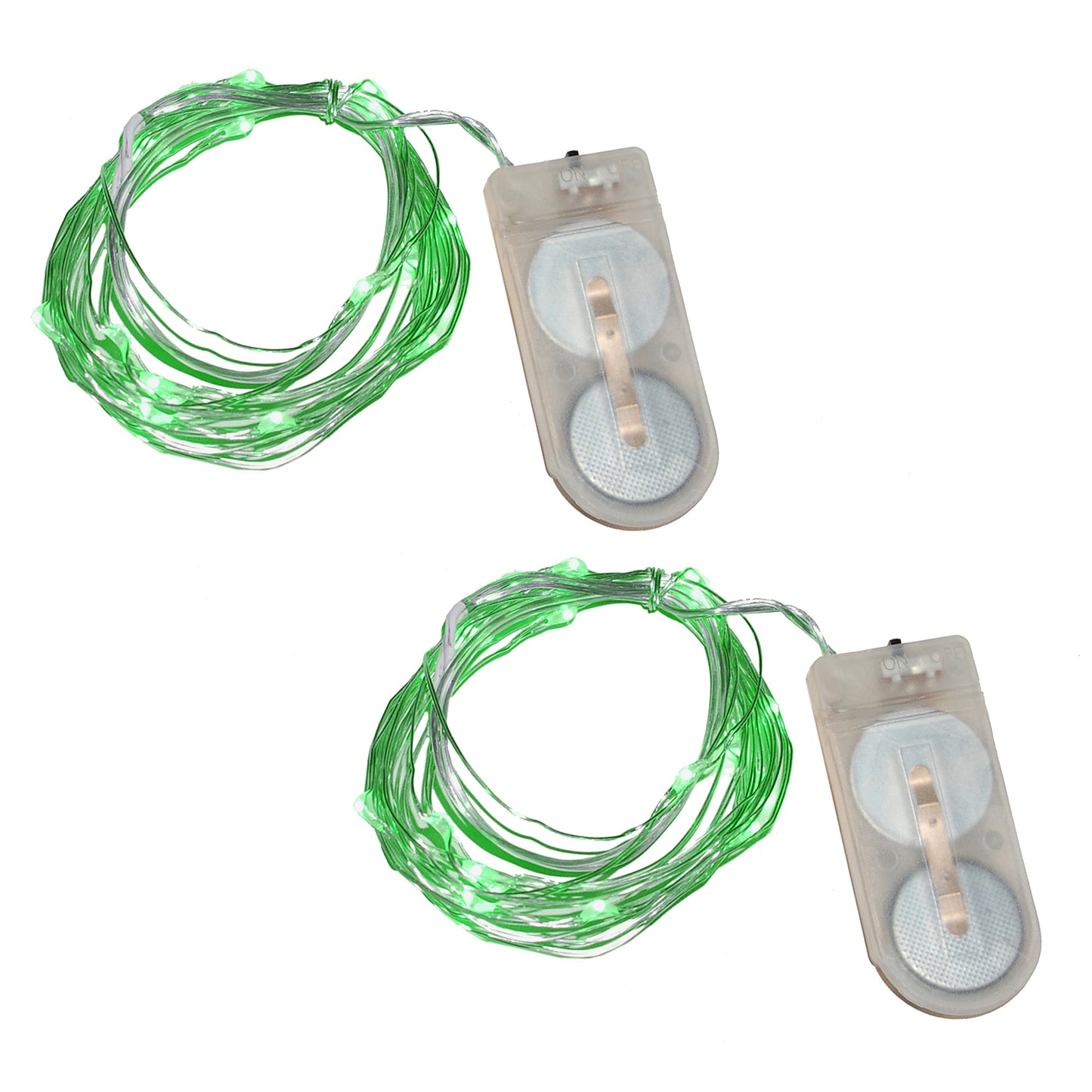 Battery Operated LED Fairy String Lights, Green - Set of 2