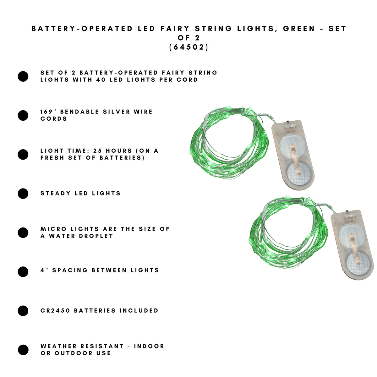 Battery-Operated LED Fairy String Lights - Set of 2