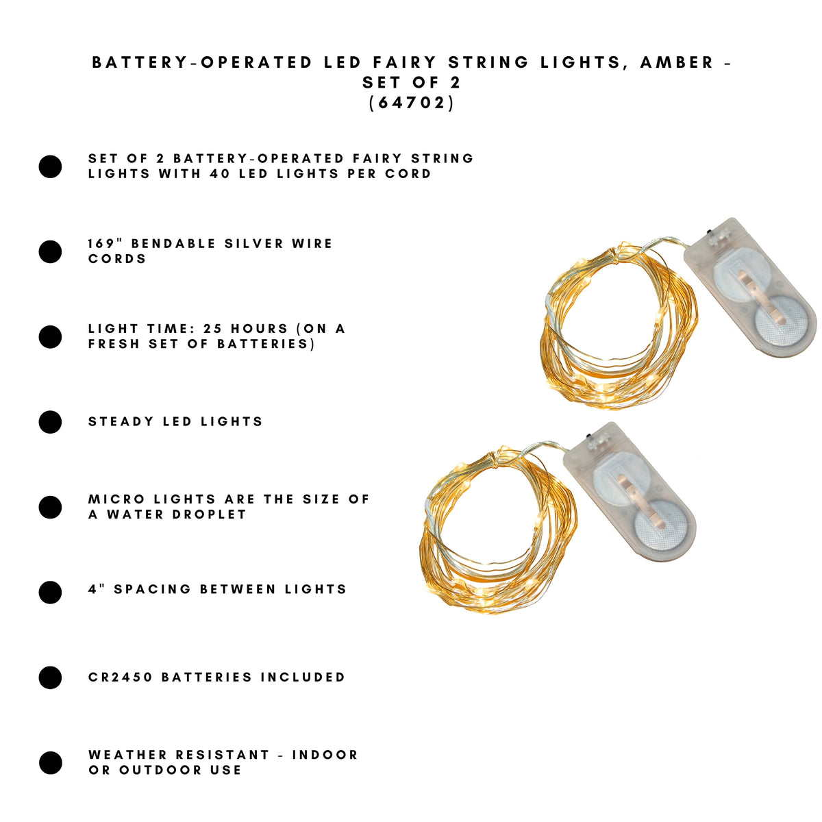 Battery-Operated LED Fairy String Lights - Set of 2