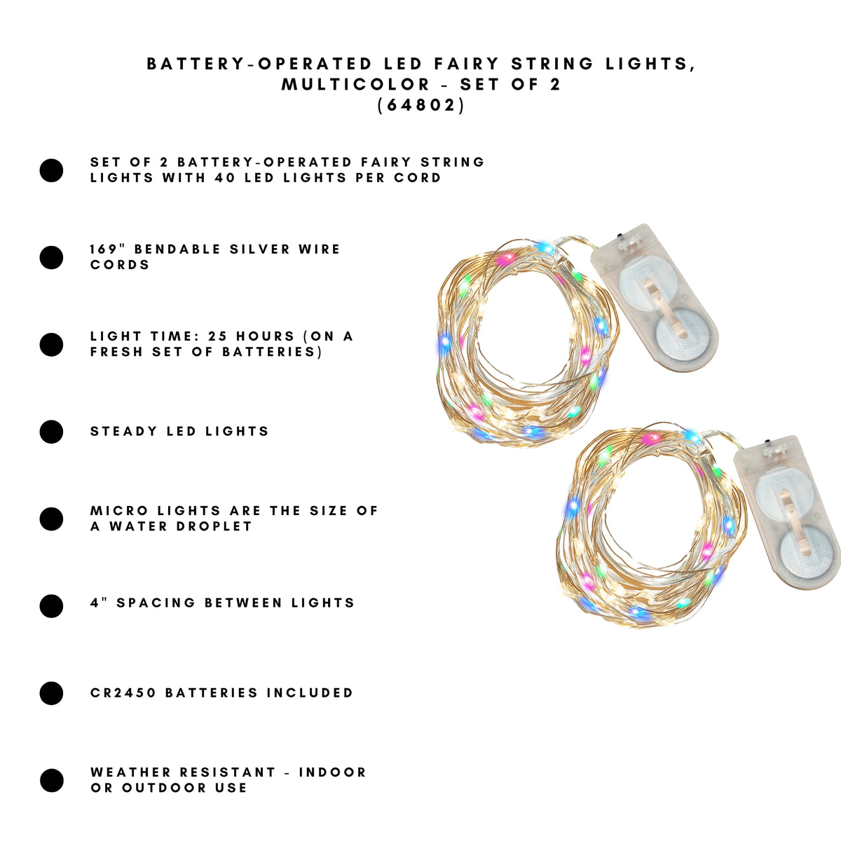 Battery-Operated LED Fairy String Lights - Set of 2