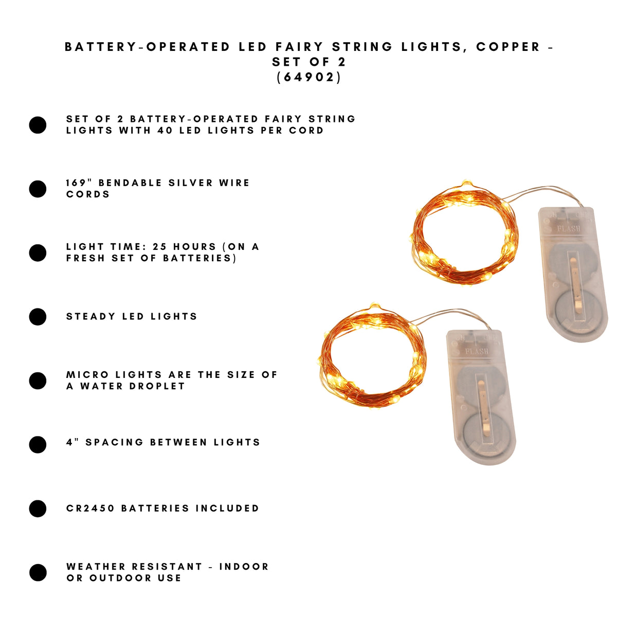 Battery-Operated LED Fairy String Lights - Set of 2