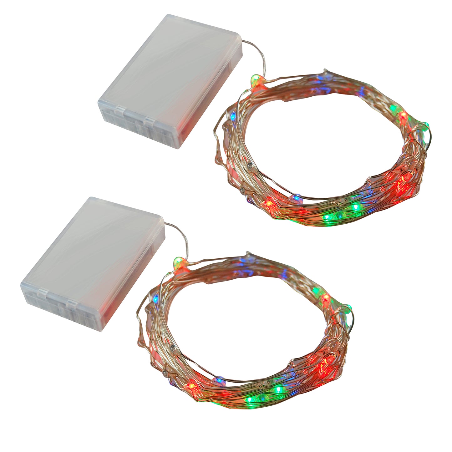 Battery Operated LED Fairy String Lights, Twinkling Multicolor - Set of 2