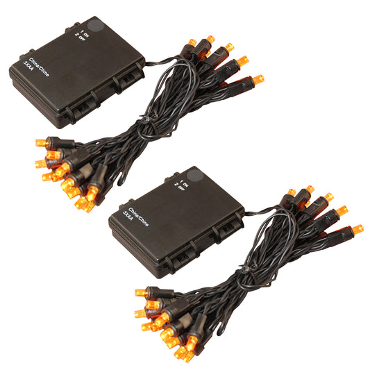 Battery Operated LED Mini String Lights, Orange - Set of 2