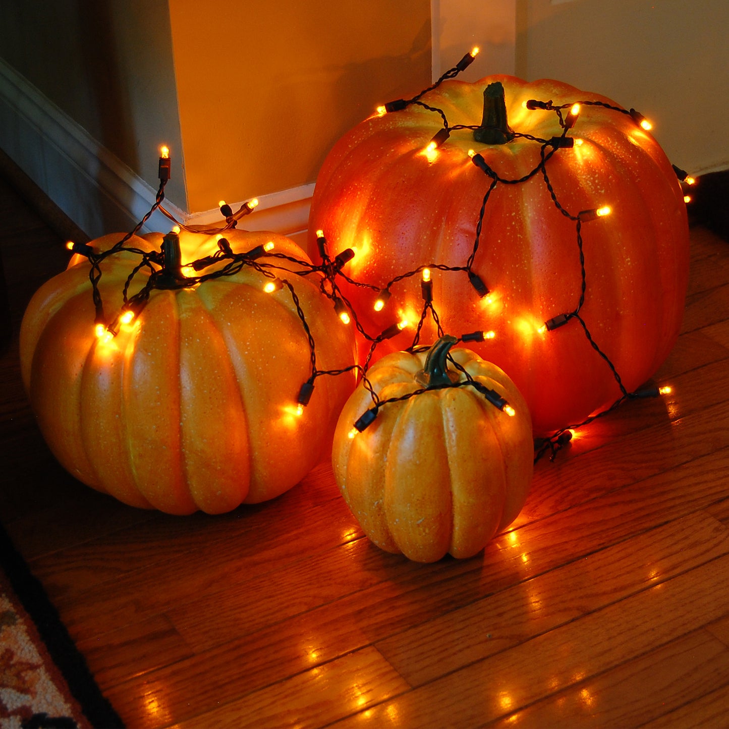 Battery Operated LED Mini String Lights, Orange - Set of 2