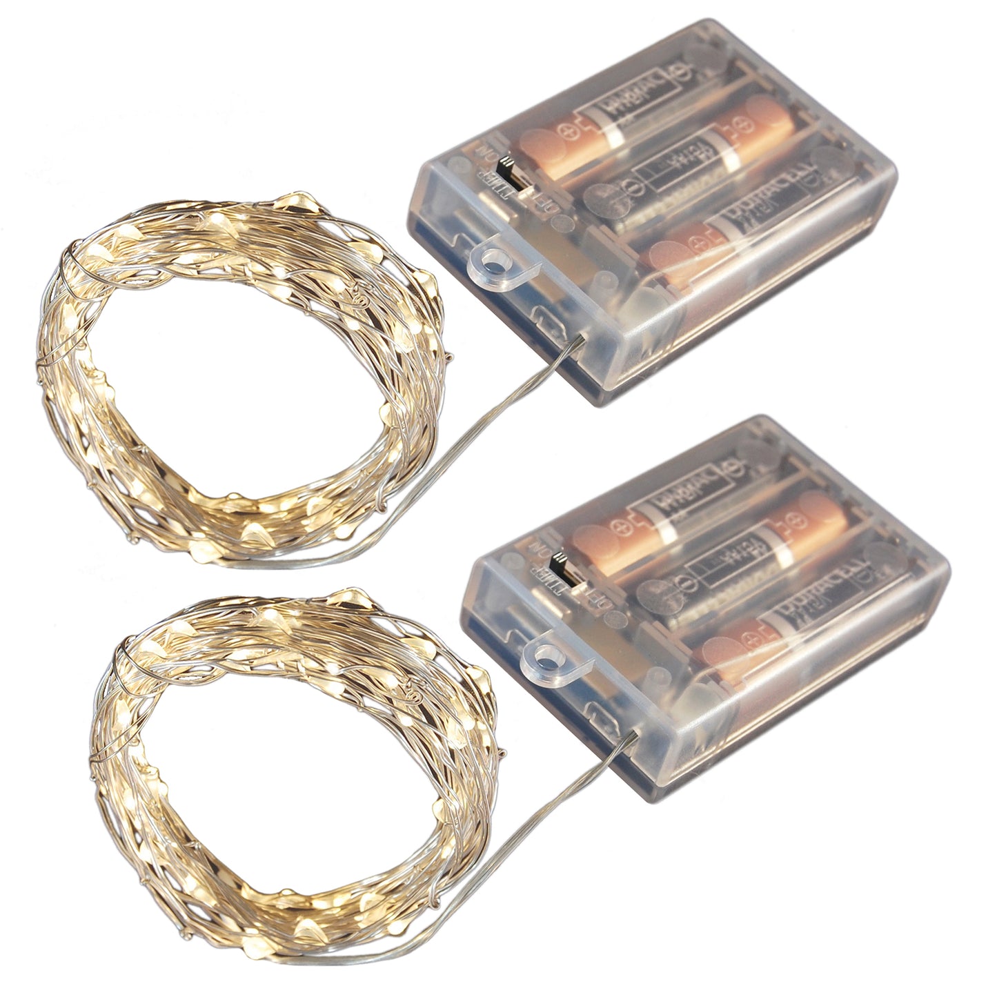 Battery-Operated LED Fairy String Lights with Timer - Set of 2