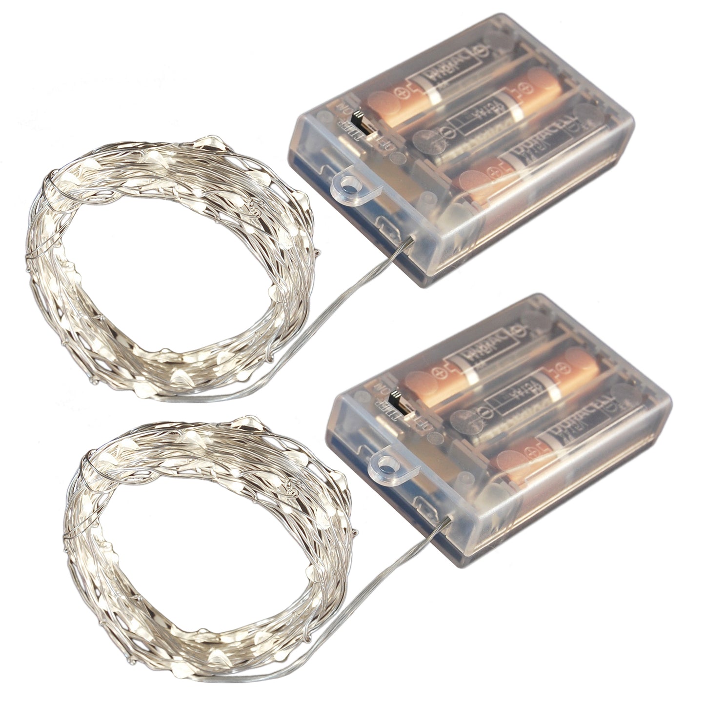 Battery-Operated LED Fairy String Lights with Timer - Set of 2