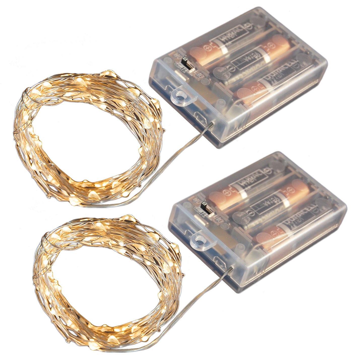 Battery-Operated LED Fairy String Lights with Timer - Set of 2