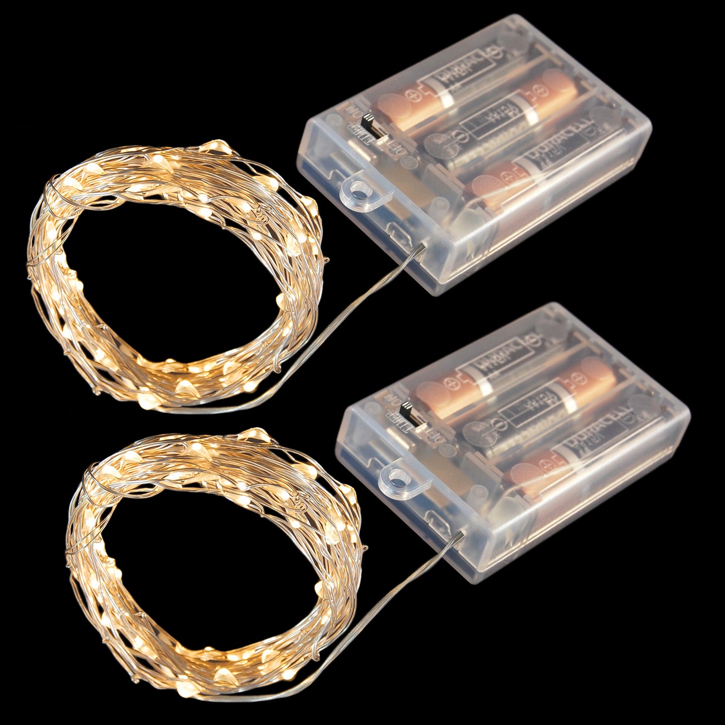 Battery Operated LED Fairy String Lights - Set of 2 - Amber
