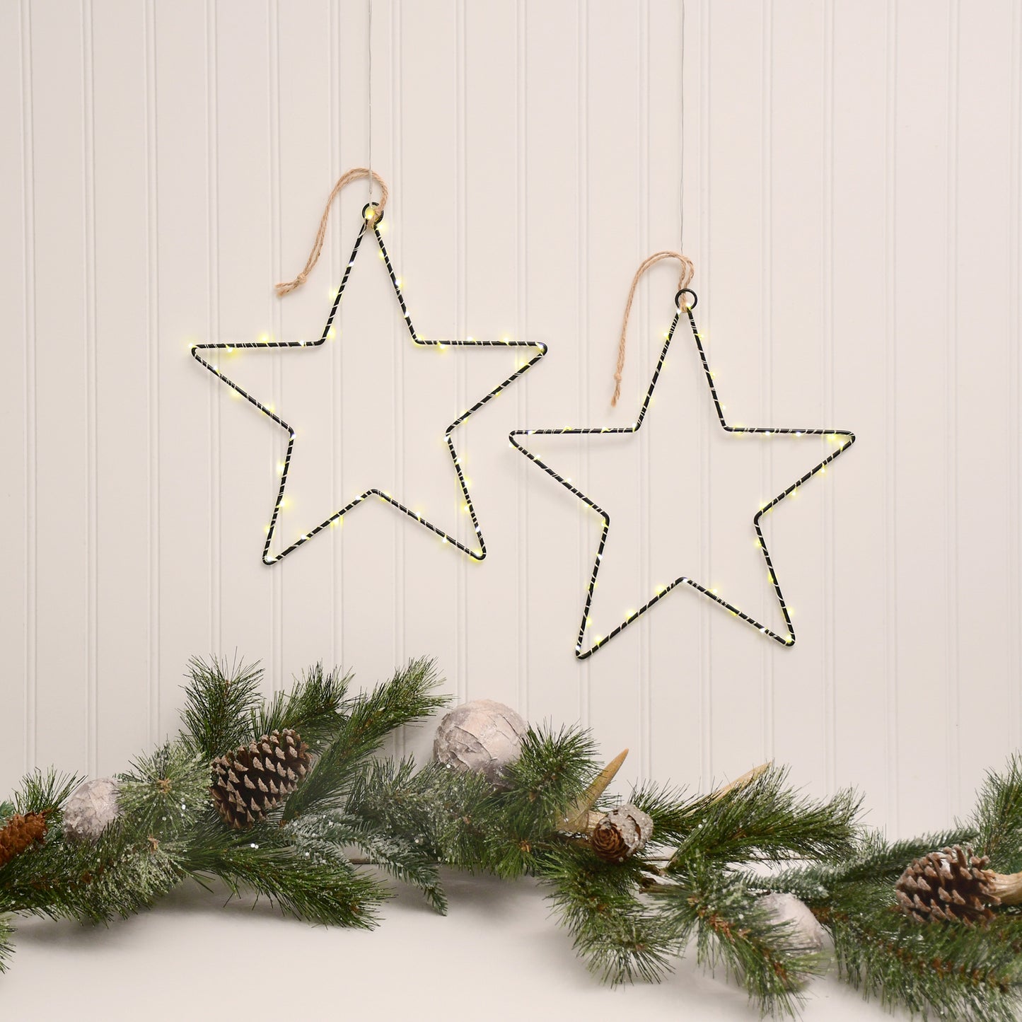 Battery Operated LED Lighted Metal Stars - 2-40 Light Stars