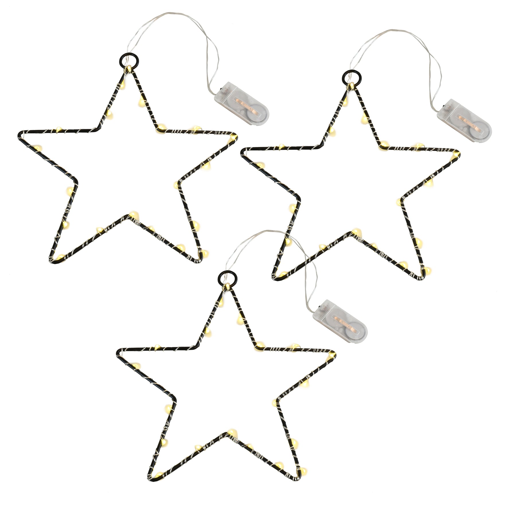 Battery-Operated LED Lighted Metal Stars - Set of 3 – LumaBase