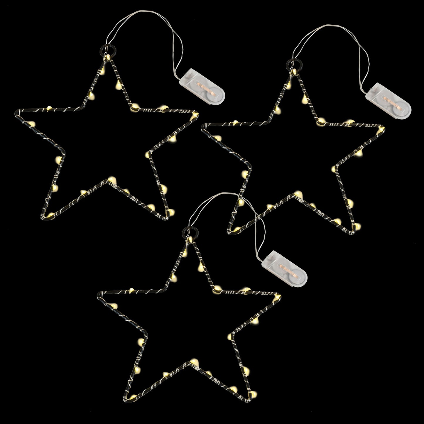 Battery-Operated LED Lighted Metal Stars - Set of 3 – LumaBase