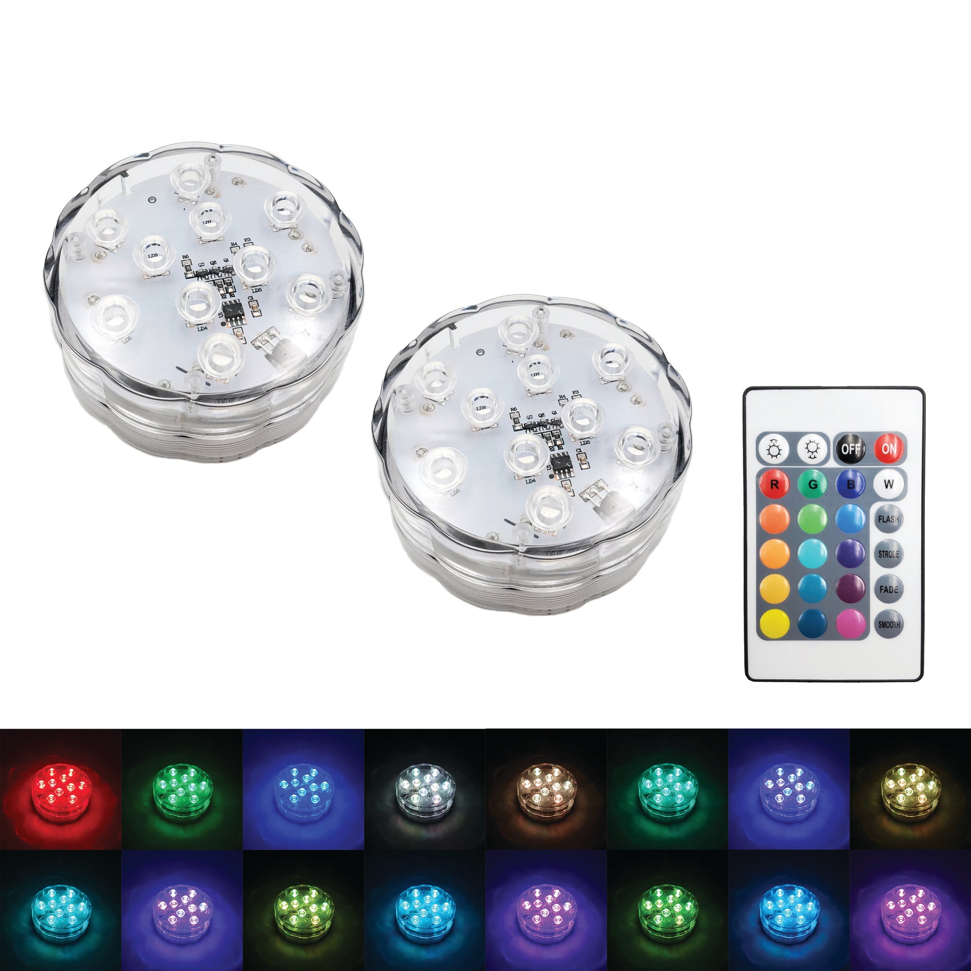 Submersible Battery-Operated Multi-Function LED Lights with Remote Con ...