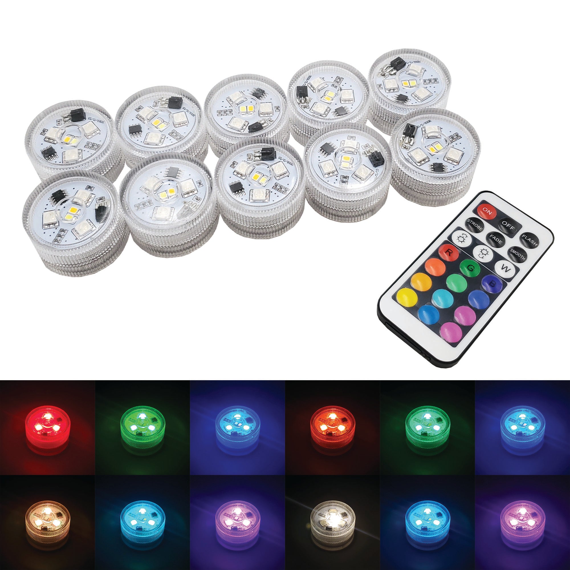 Led Remote Battery Submersible Battery-Operated Multi-Function LED Lights with Remote Con ...