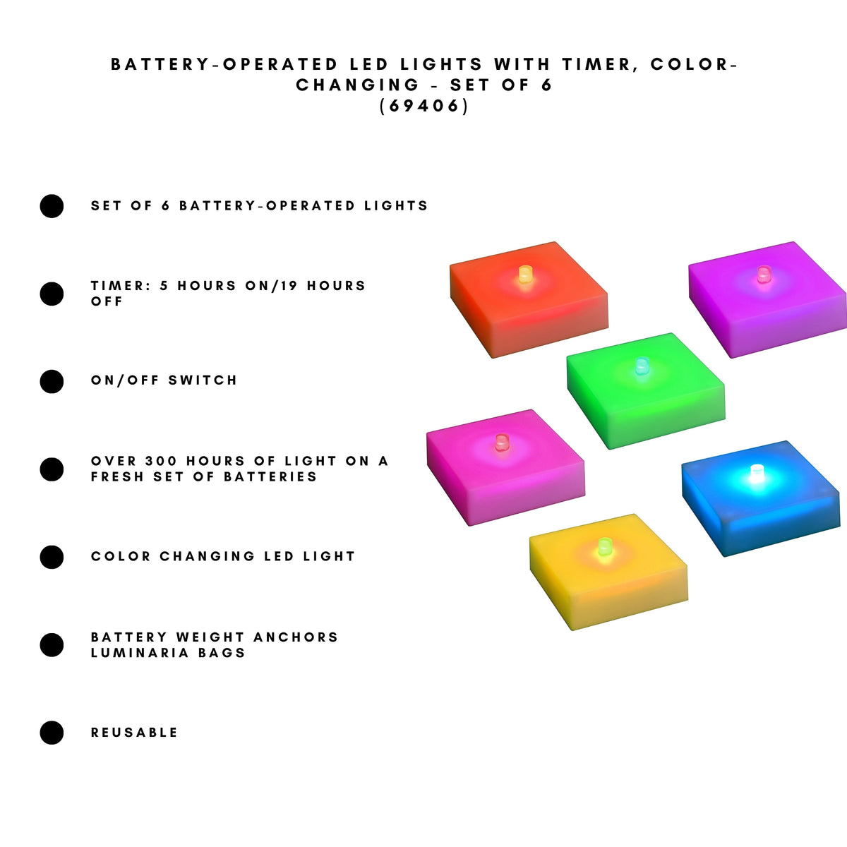 Battery-Operated LED Lights with Timer - Set of 6