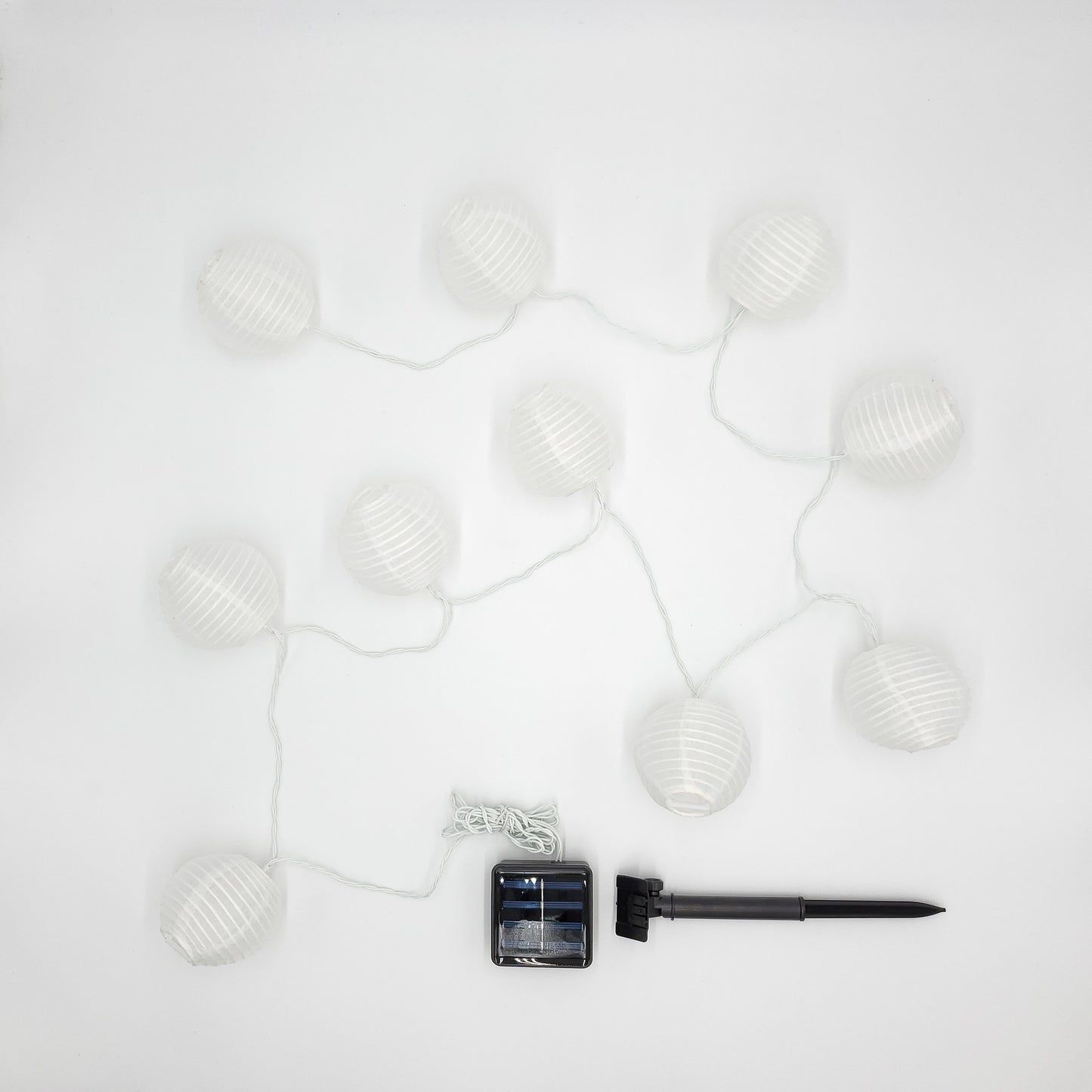 Solar-Powered String Lights with 10 Nylon Lanterns