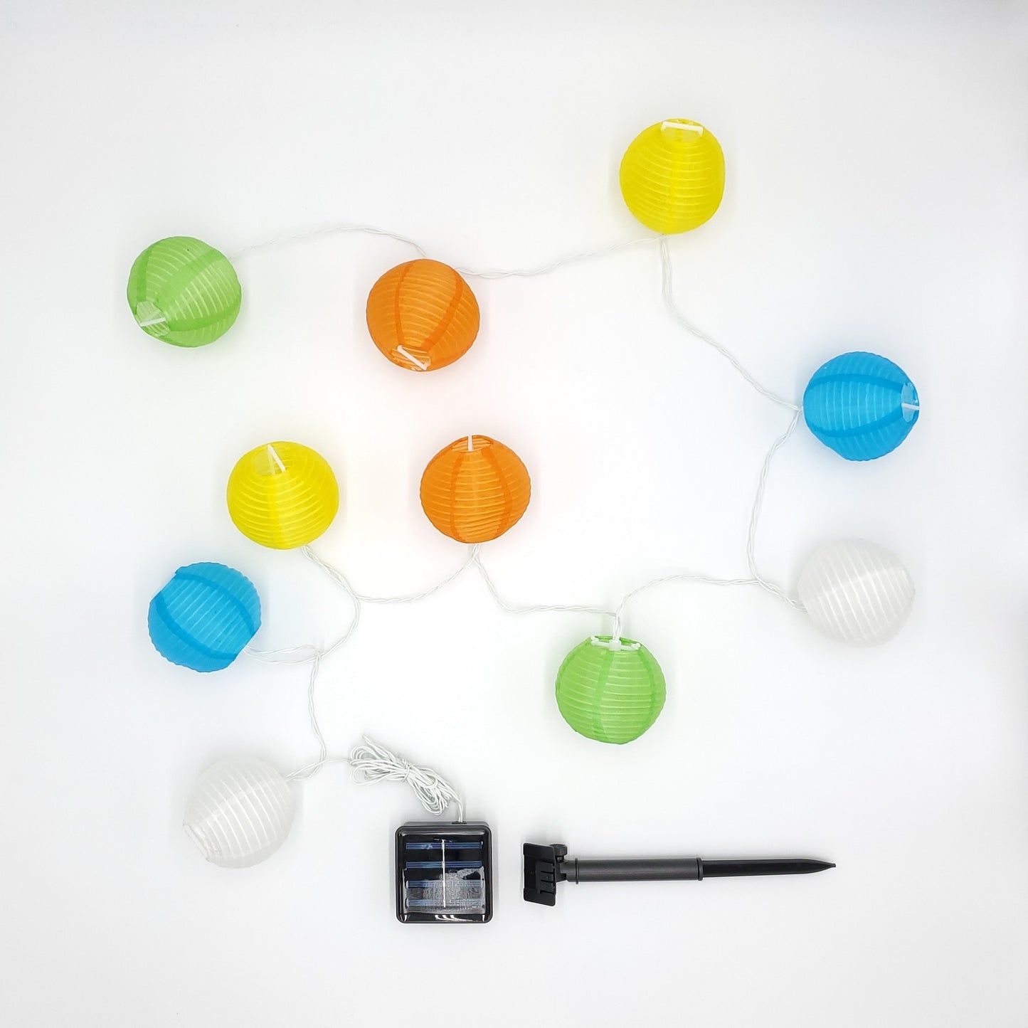 Solar-Powered String Lights with 10 Nylon Lanterns