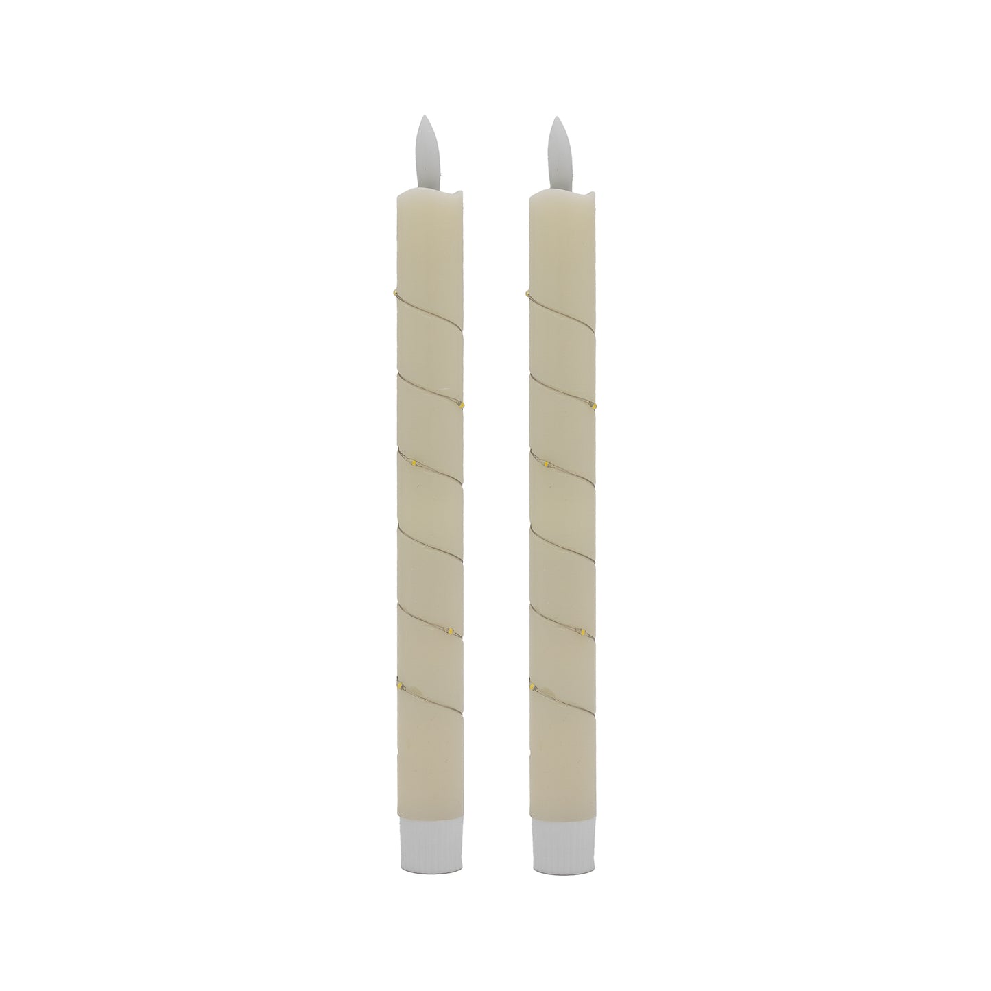 Battery-Operated Wax Taper Candles with Fairy Lights - Set of 2