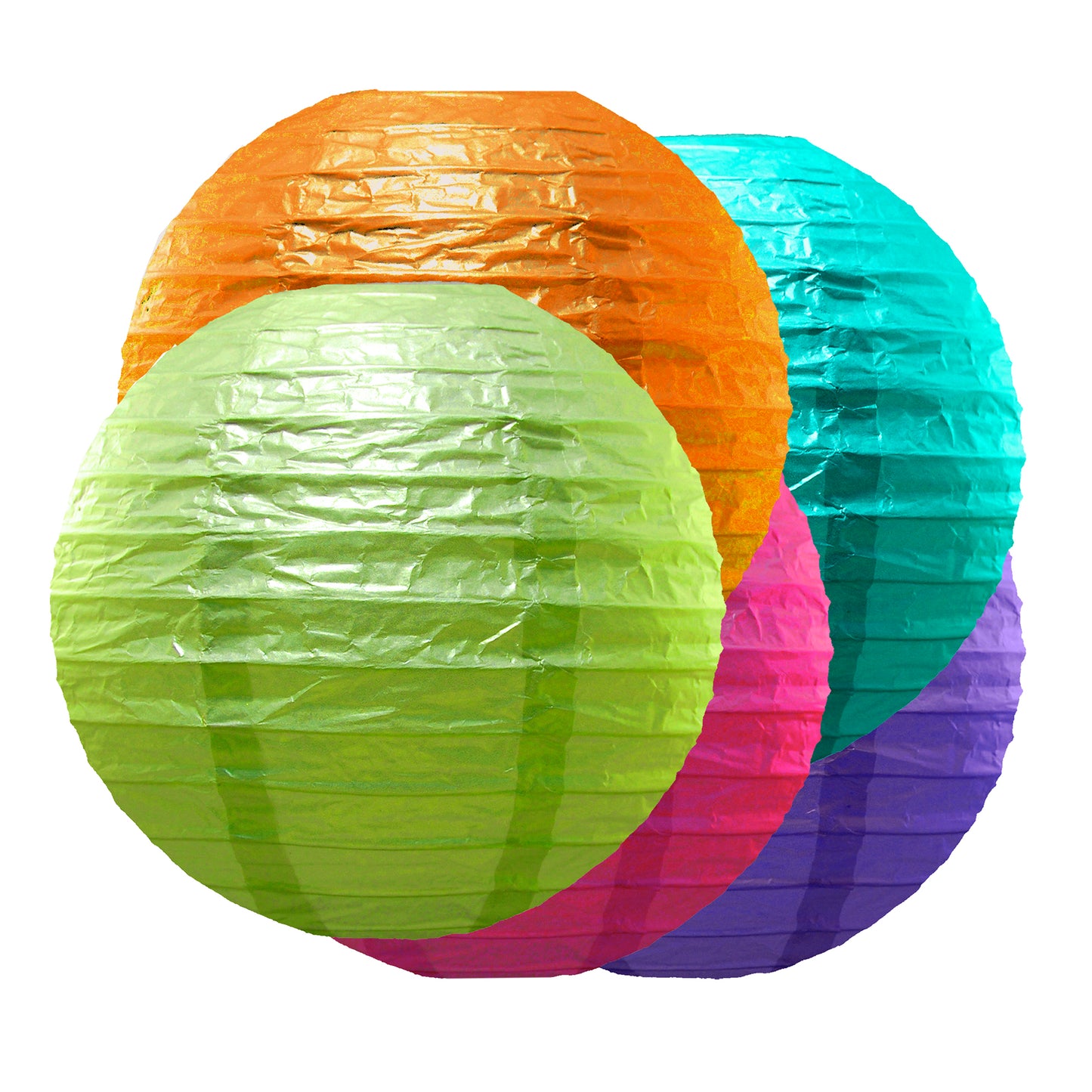 Round Paper Lanterns - Set of 5 - Multicolor