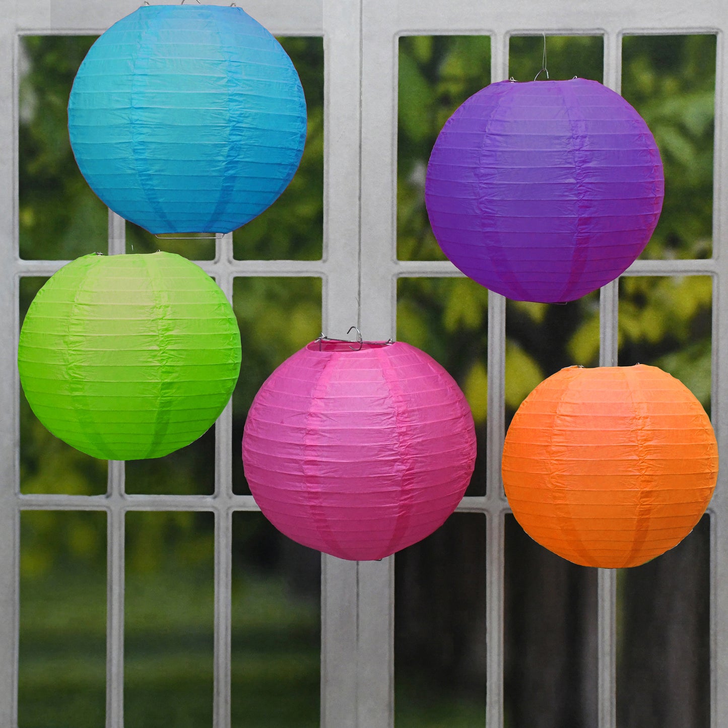 Round Paper Lanterns - Set of 5 - Multicolor