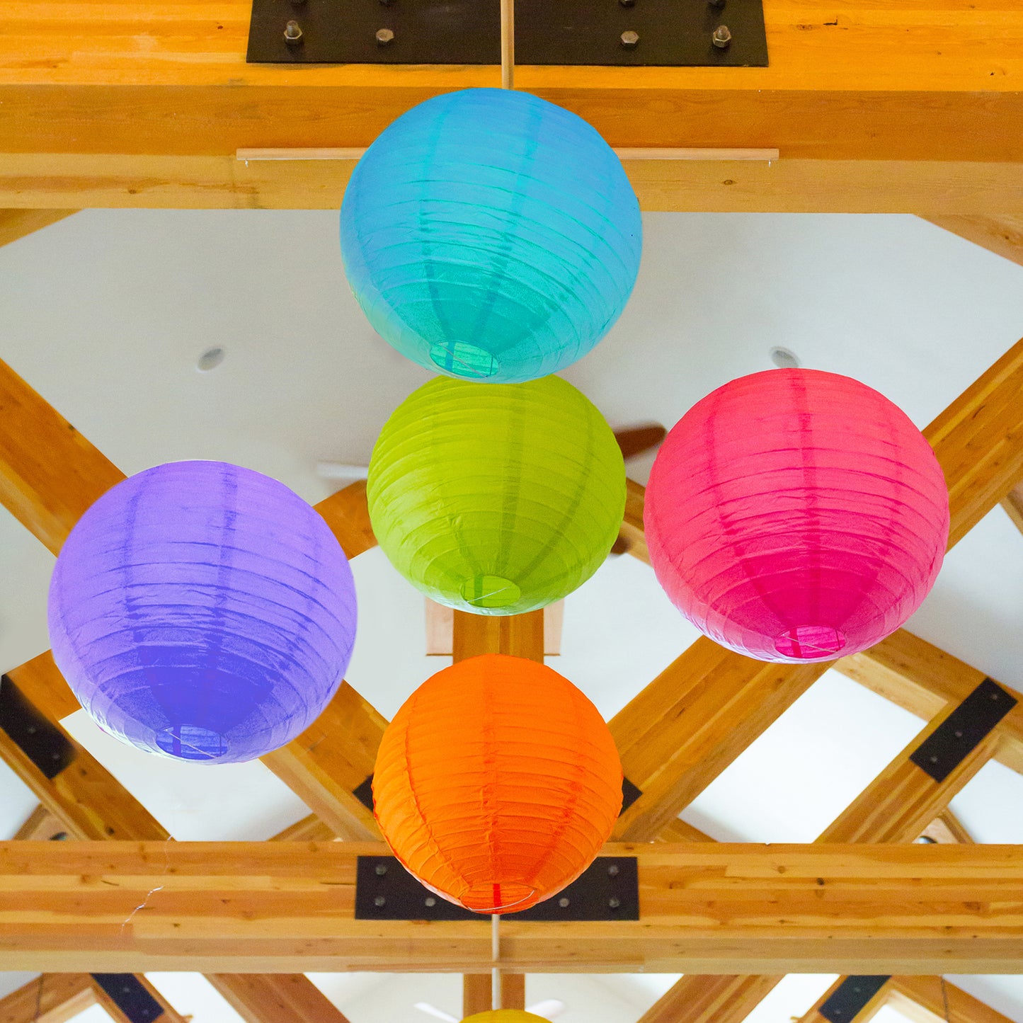 Round Paper Lanterns - Set of 5 - Multicolor