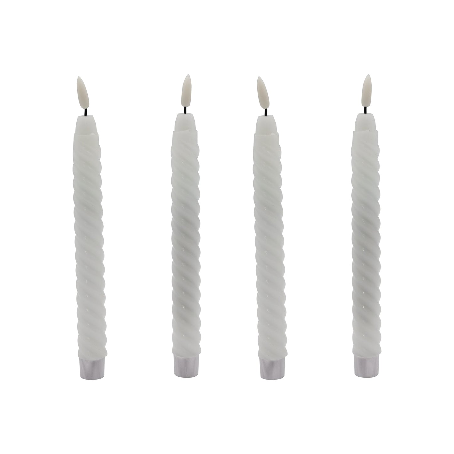 Battery Operated Twisted Wax Candles with 3D Wick Flame - Set of 4