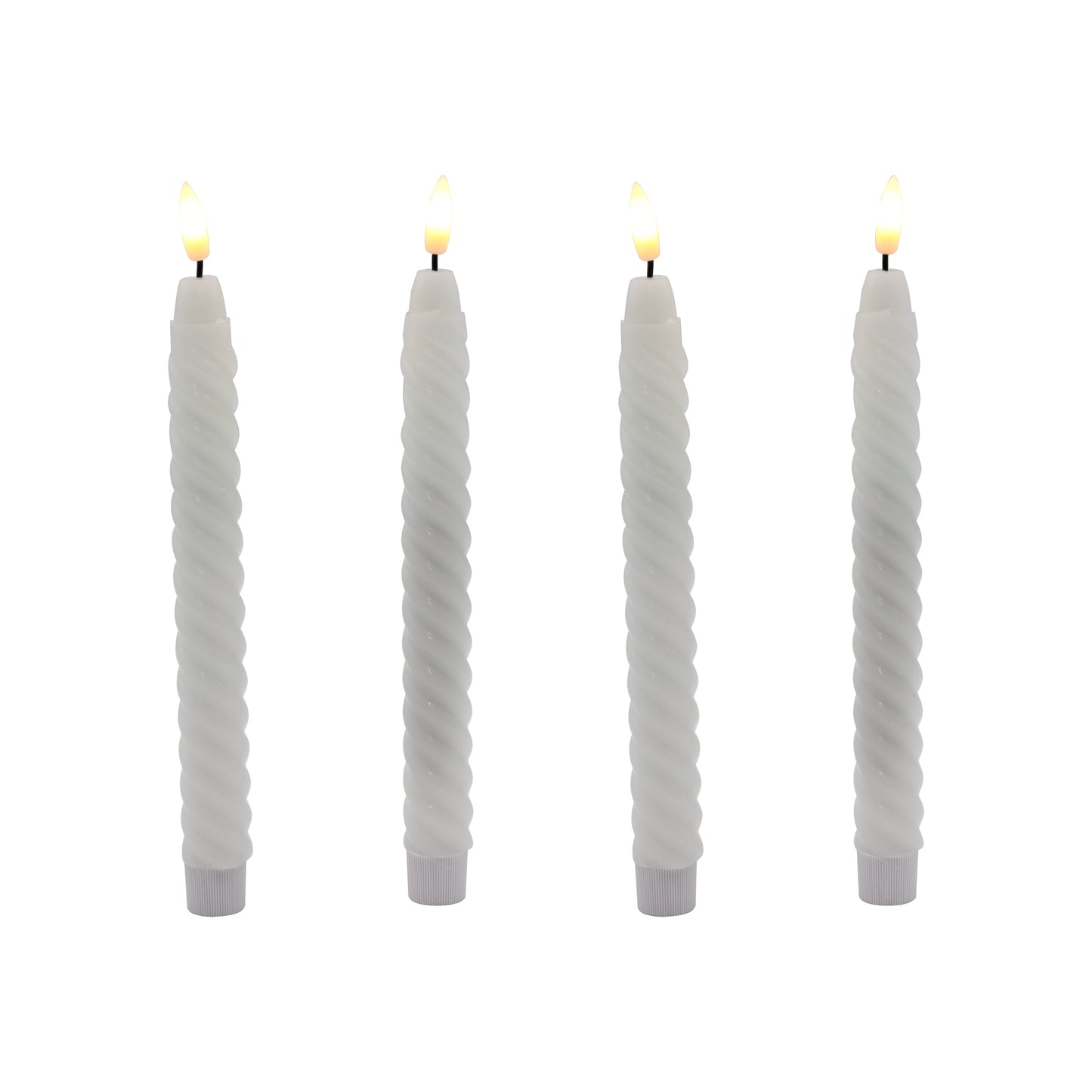 Battery Operated Twisted Wax Candles with 3D Wick Flame - Set of 4
