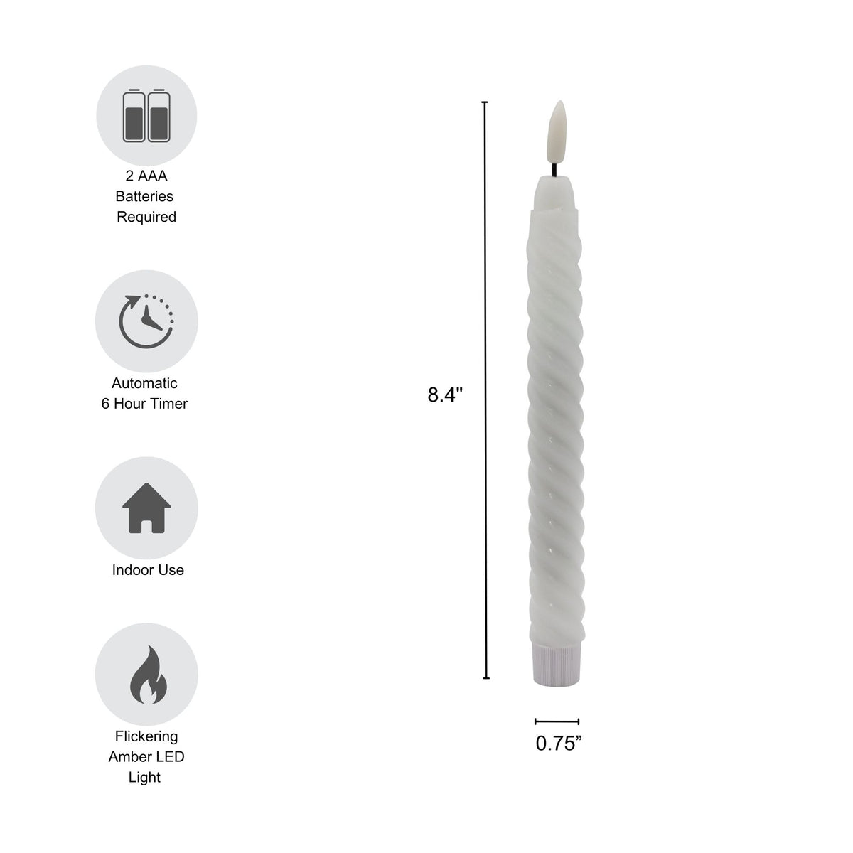 Battery-Operated Twisted Wax Candles with 3D Wick Flame - Set of 4