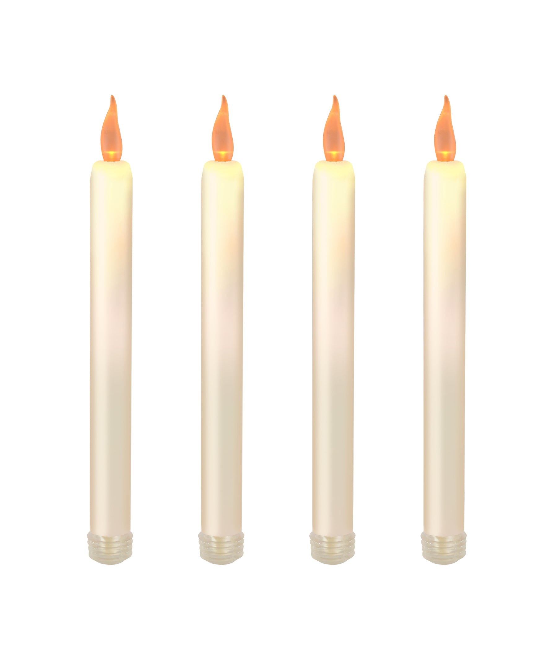LumaBase Red Flameless Taper Candles - Set Of 4 Battery Operated LED Candles With Timer