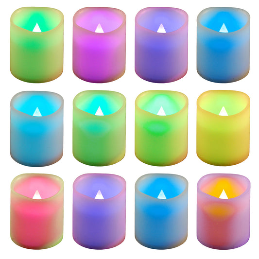 Battery Operated LED Votive Candles, Color Changing - Set of 12