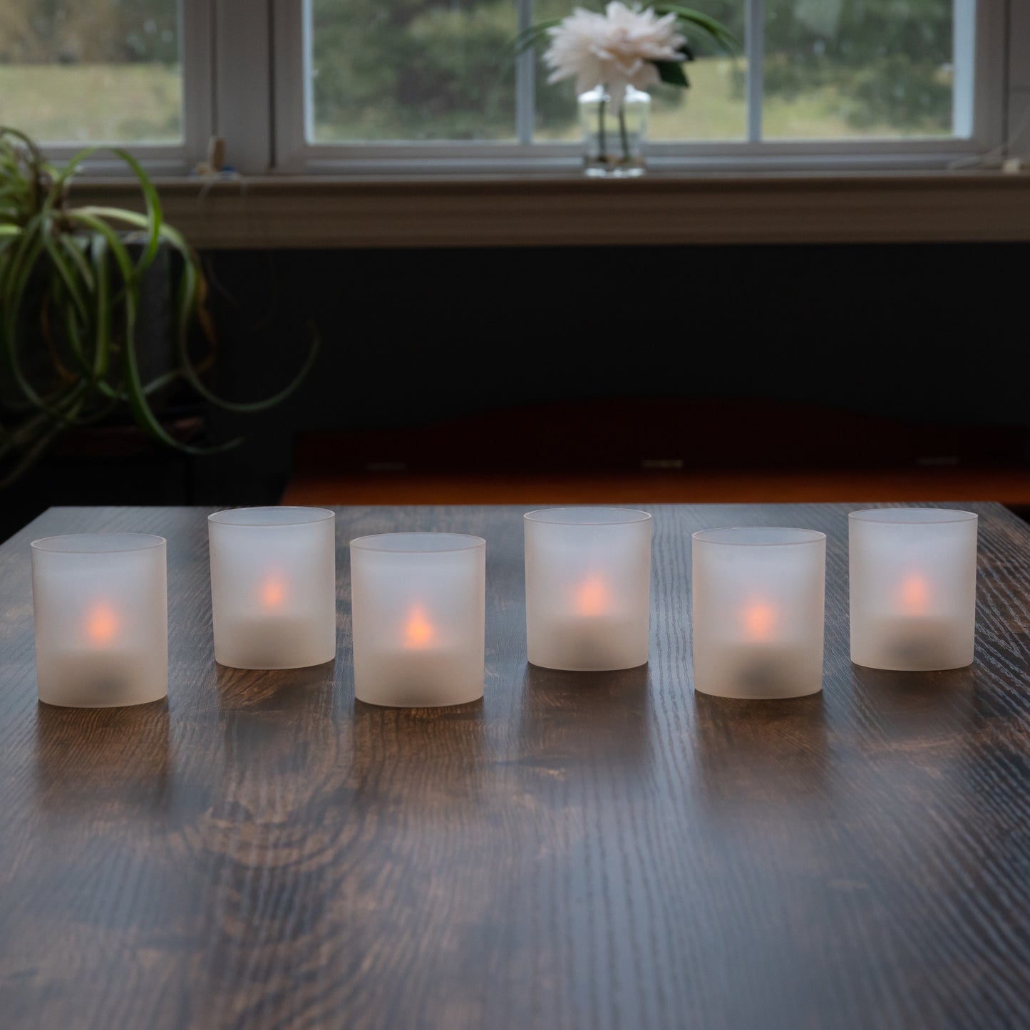 Frosted Votives with Battery-Operated LED Lights - Set of 6
