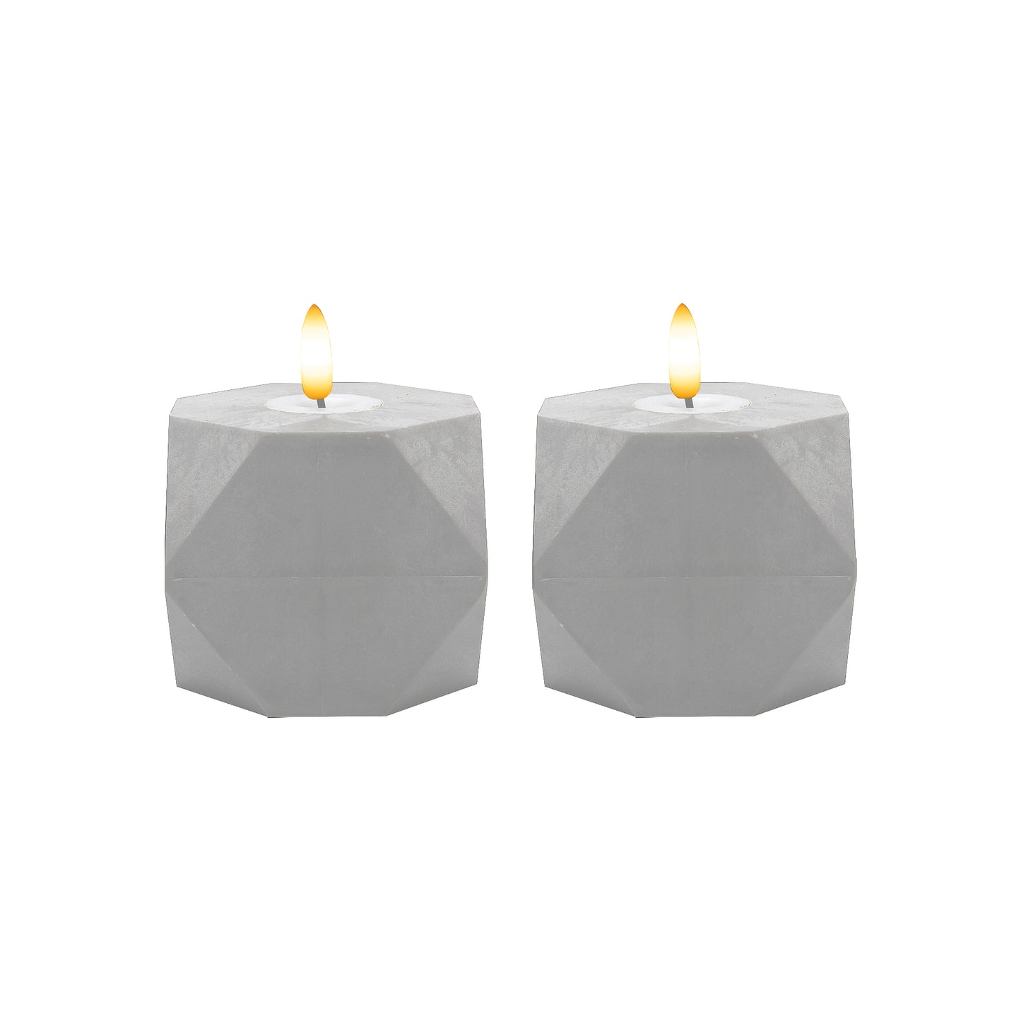 Battery Operated Geometric Candles with 3D Wick Flame - Set of 2