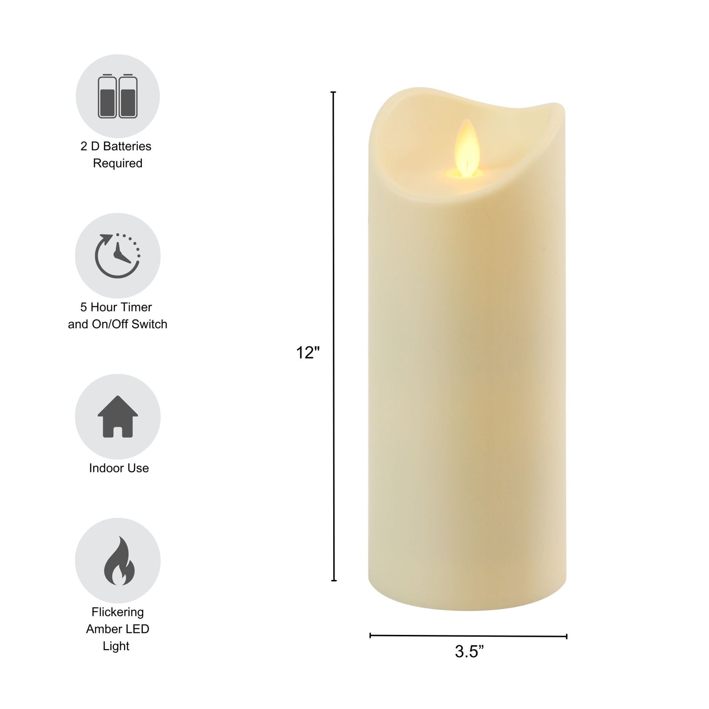 Battery-Operated Pillar Candle with Flickering Flame