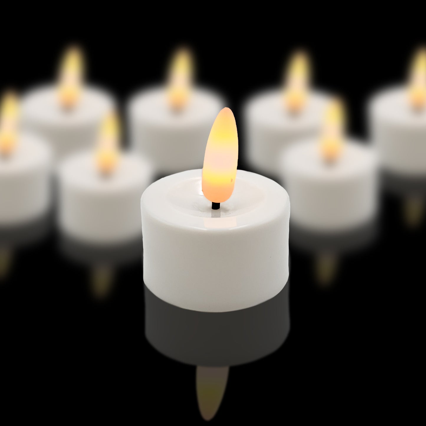 Battery-Operated 3D Wick Flame Tea Lights - Set of 12