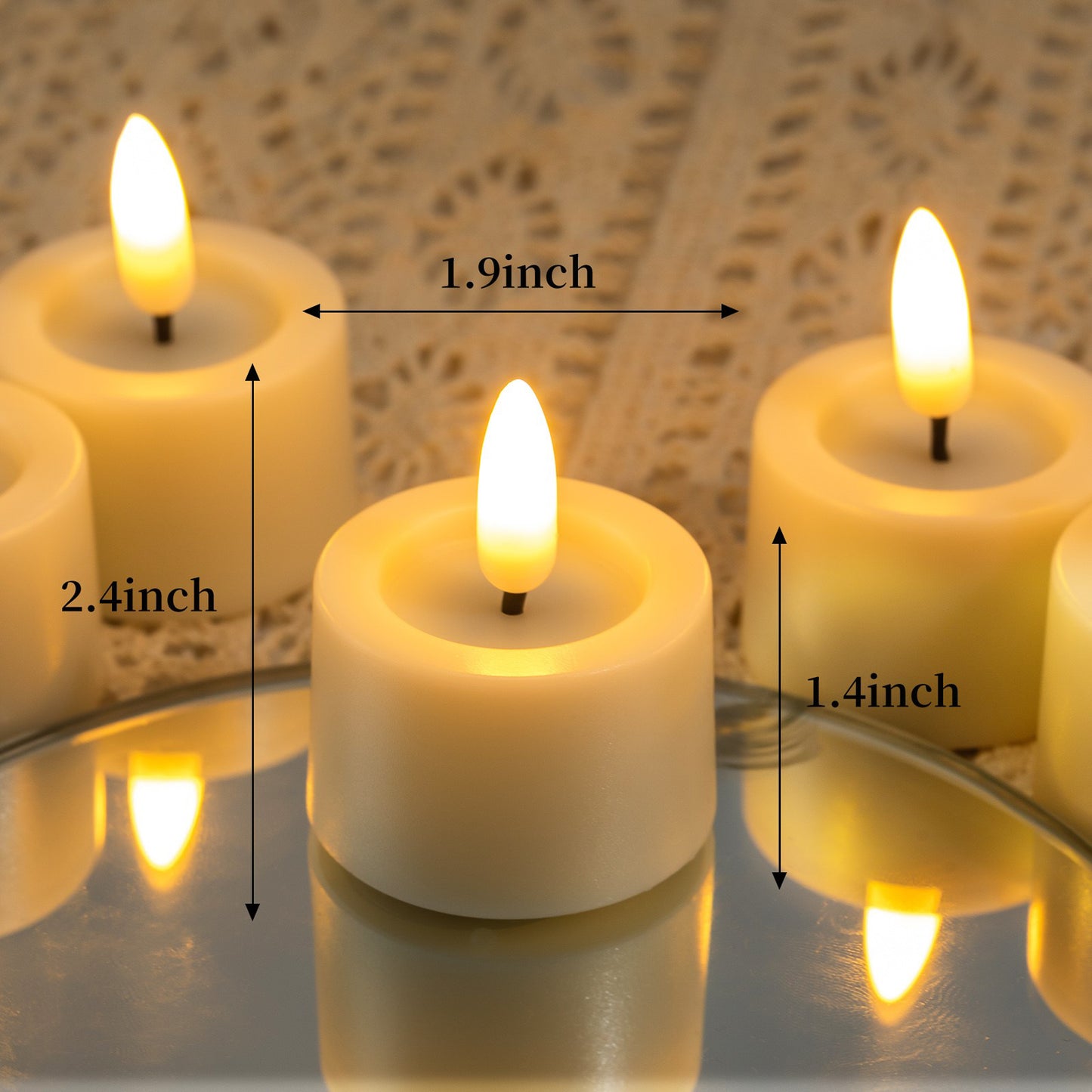 Battery-Operated 3D Wick Flame Tea Lights - Set of 12