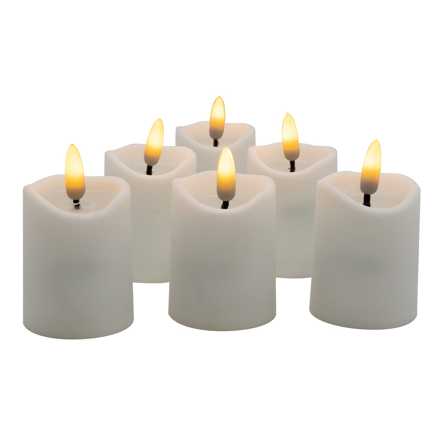 Battery Operated 3D Wick Flame Mini Pillars - Set of 6