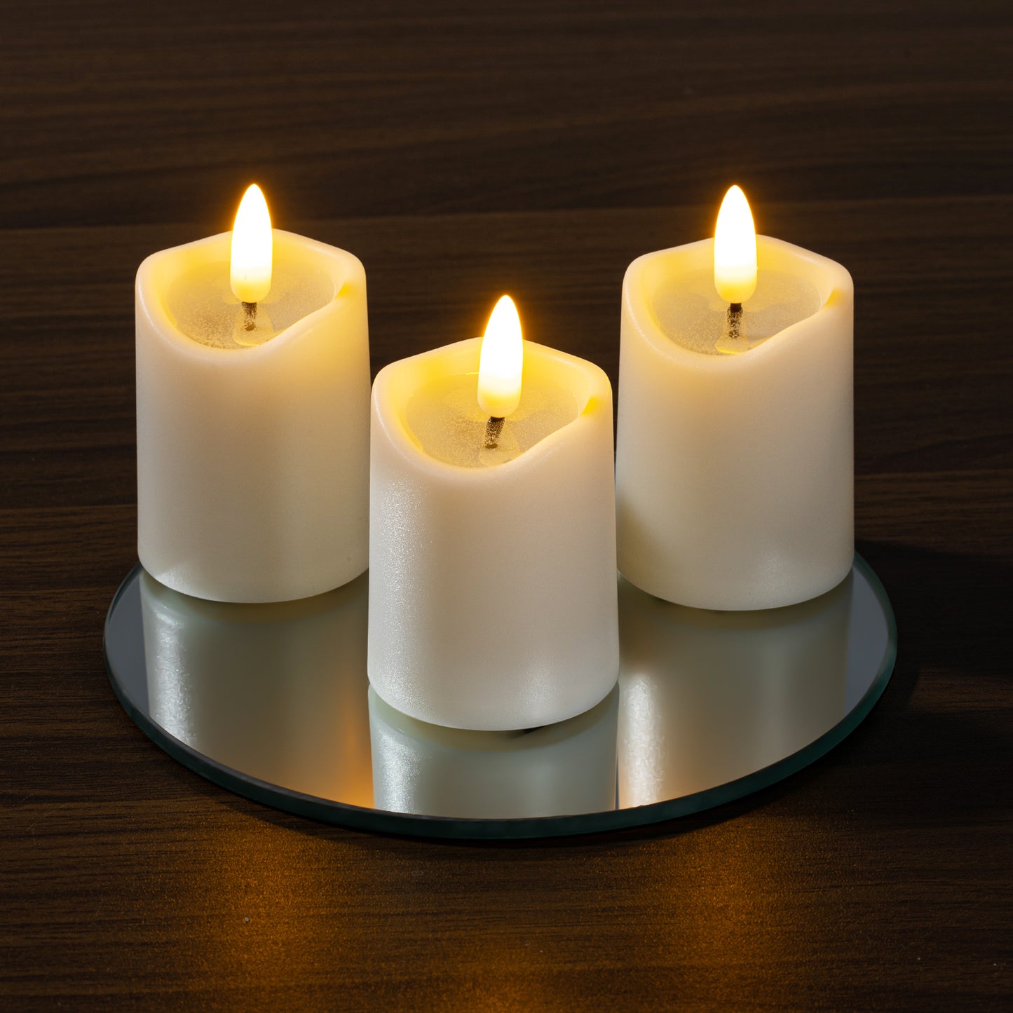 Battery Operated 3D Wick Flame Mini Pillars - Set of 6