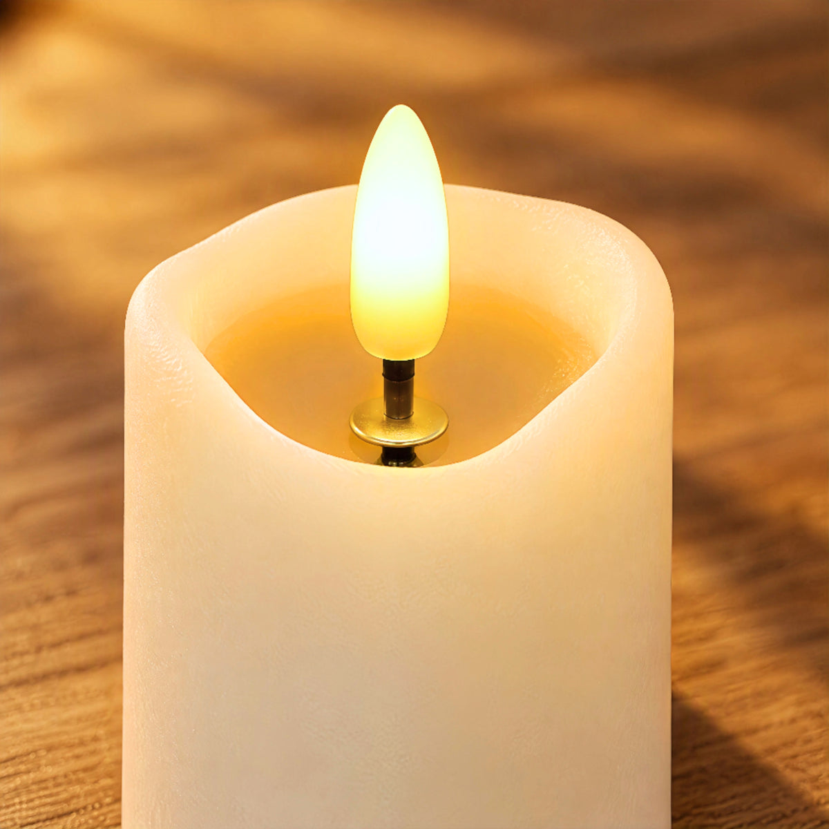 Battery-Operated 3D Wick Flame Mini Pillars - Set of 6