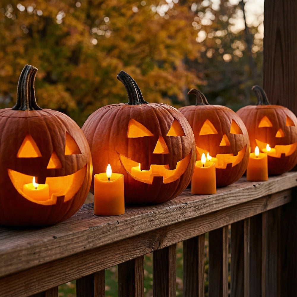 Battery-Operated 3D Wick Flame Mini Pillars - Set of 6