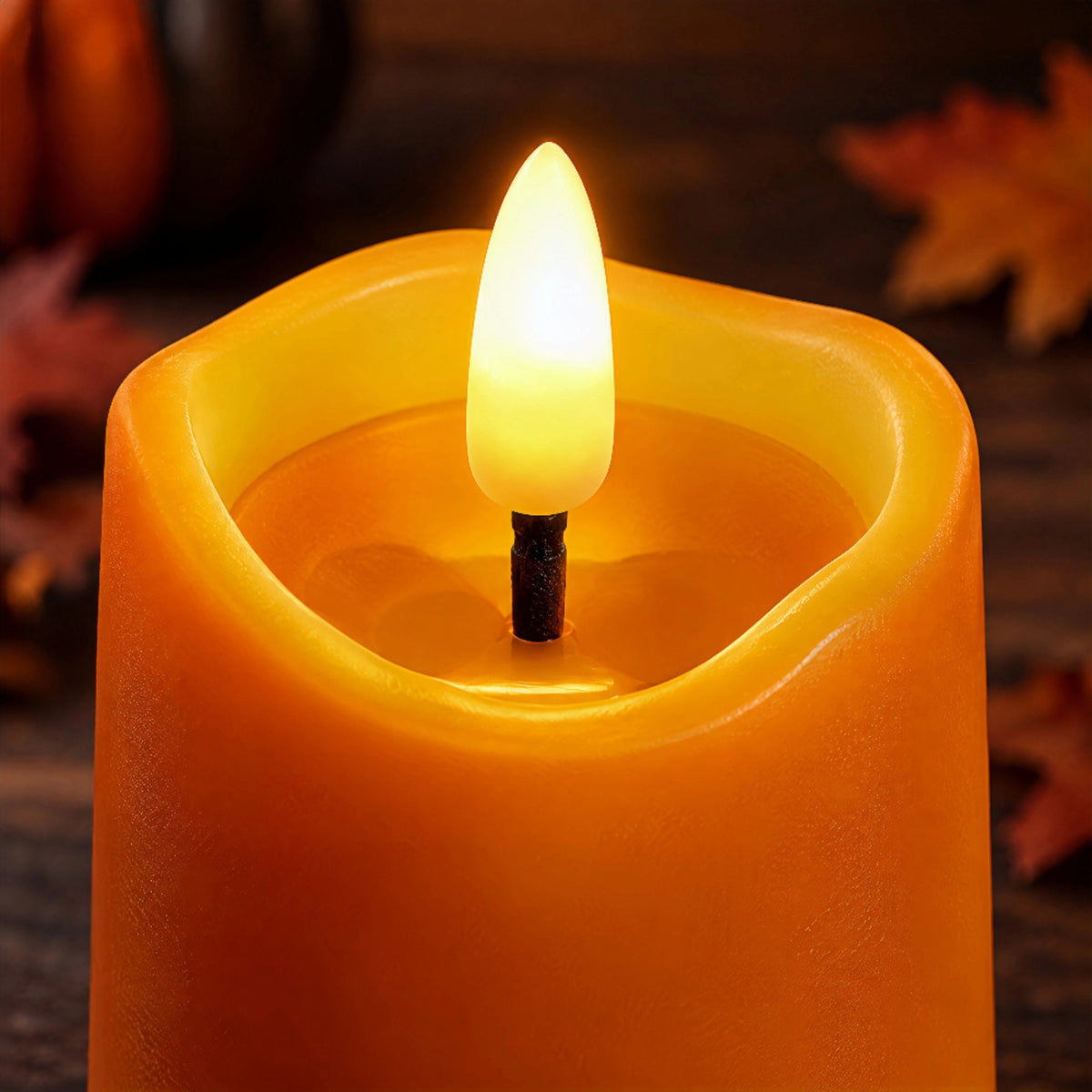 Battery-Operated 3D Wick Flame Mini Pillars - Set of 6