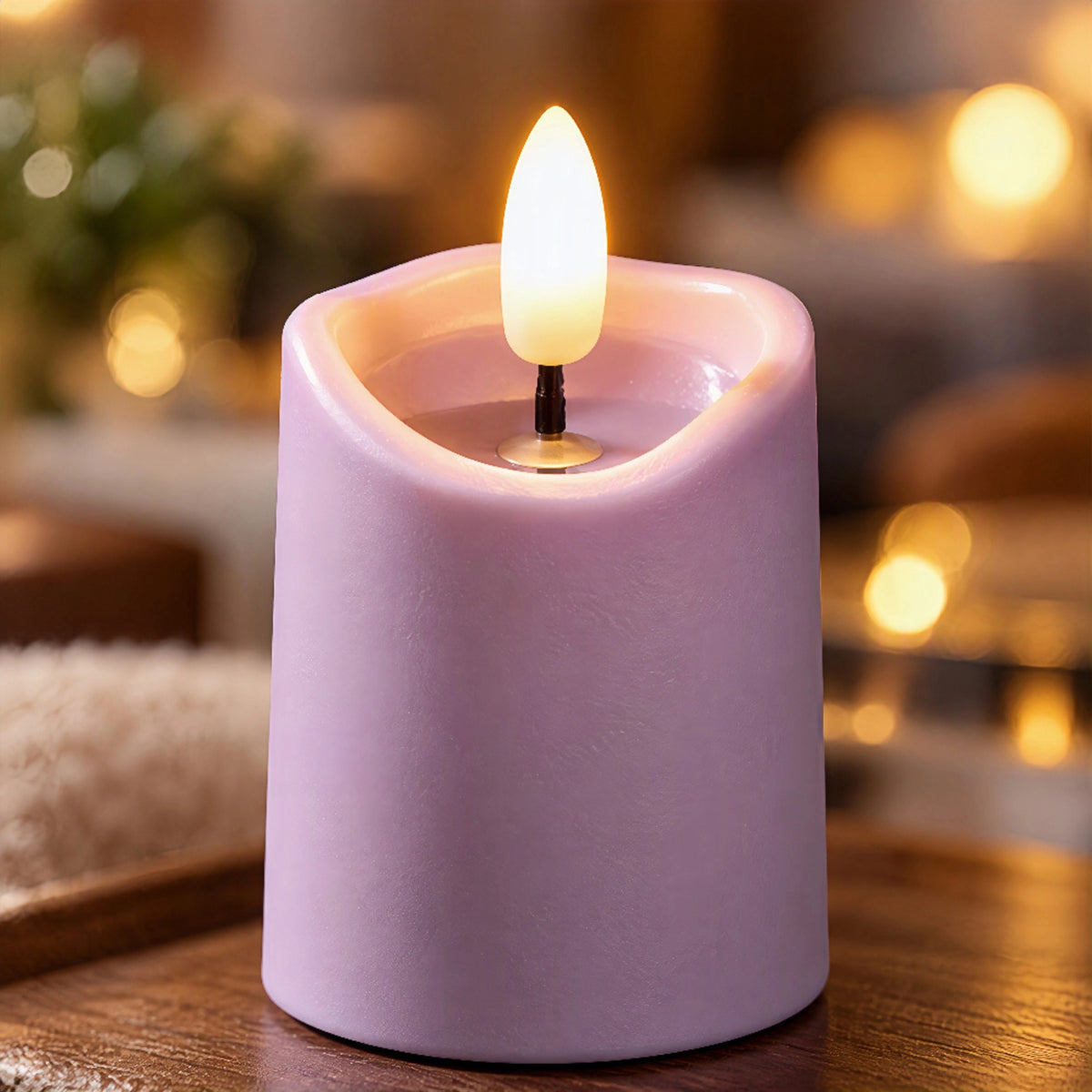 Battery-Operated 3D Wick Flame Mini Pillars - Set of 6