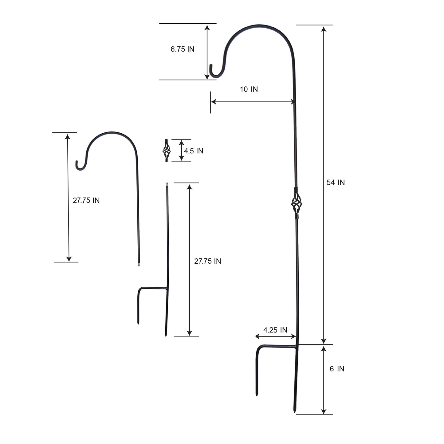 Spiral Joint Metal Shepherd's Hook