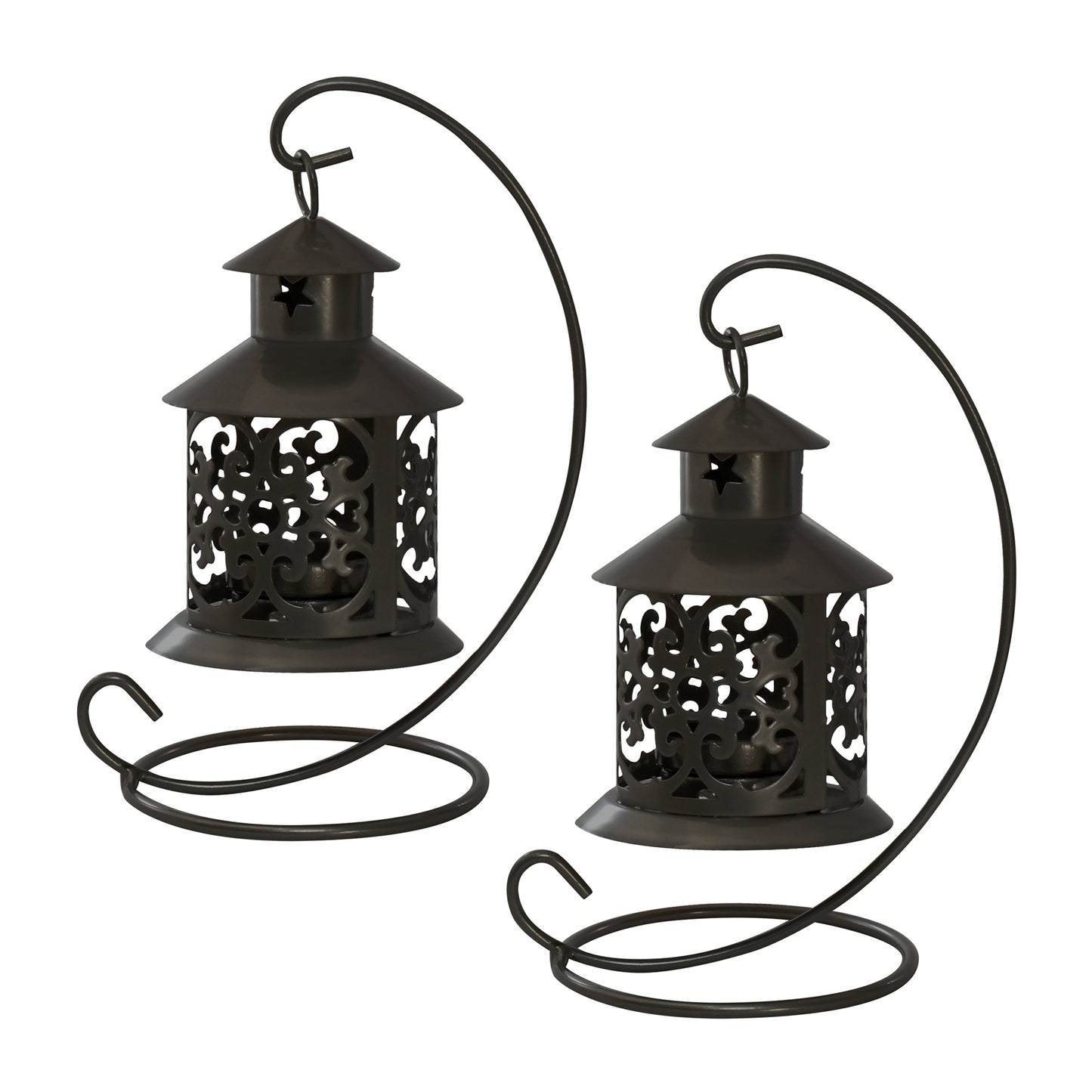 Metal Candleholders - Set of 2 - Black
