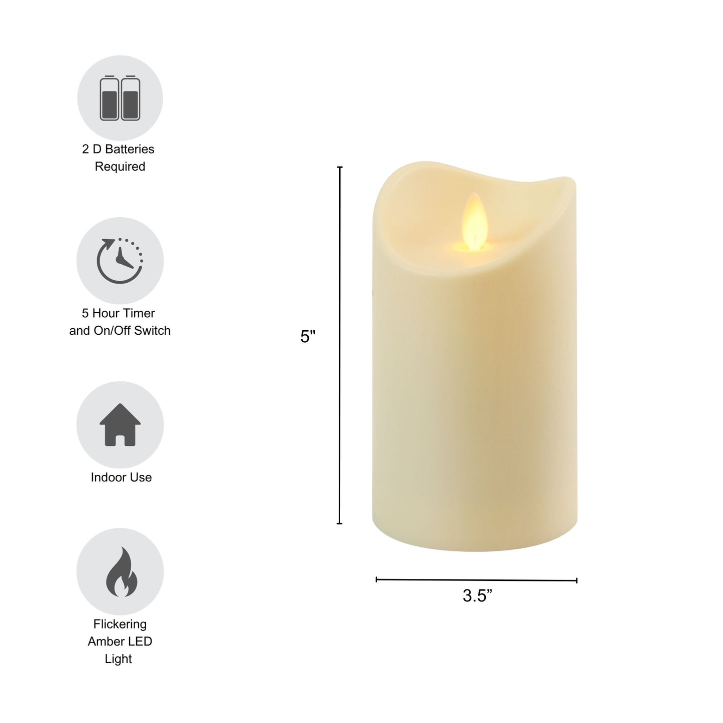 Battery-Operated Pillar Candle with Flickering Flame